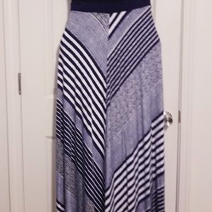 Blue and White stripe Maxi Skirt